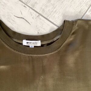 Olive green silk top
